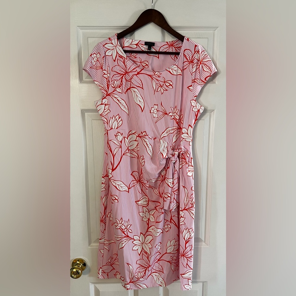Talbots Red and White Floral Mini Dress